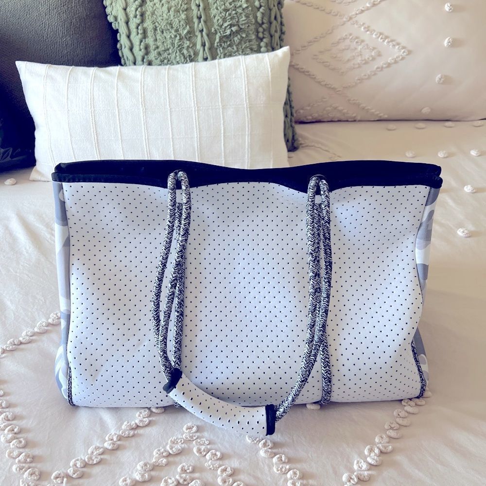 Stylish White and Camo Cloth Tote Bag